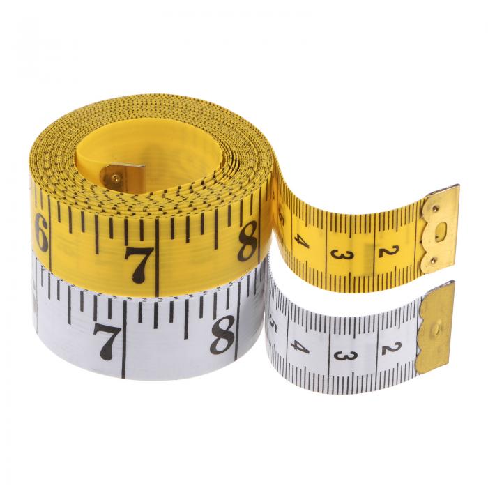 uxcell 2個 ソフトメジャーテープ 300cm/120" ダブルスケール "とメートル 柔軟な計測ルーラー 20mm幅 ボディ 体重減少 衣類 縫製に適した黄色と白色