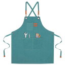 uxcell シェフエプロン 男女兼用 大きなポケット付き 綿帆布 クロスバックエプロン キッチンクッキングアート絵画用 M-XXLサイズ用 ターコイズ