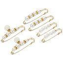 uxcell パールブローチピン 3スタイル 39 58 77 mm 金属フェイクパール装飾 首輪安全ピンクリップ 女性 衣類 ドレス パンツ ズボン スカート ウエスト用 ホワイト 6個(3)