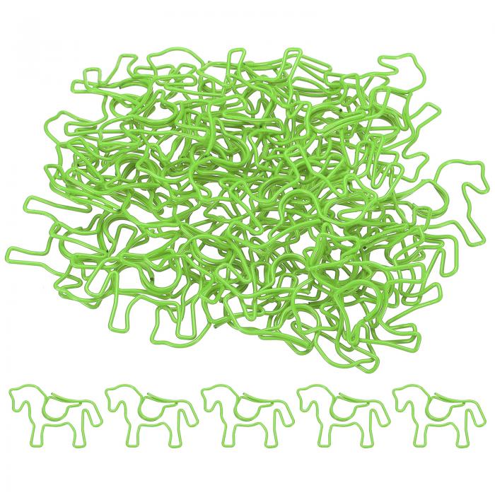 uxcell ペーパークリップ 馬 動物型 かわいい装飾 ファンクリップブックマーク 箱付き 36 mm グリーン ..