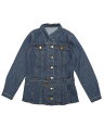 Allegra K ジーンズ ジャケット デニム ラペルカラー シングルブレスト ベルト付き レディース ネイビーブルー S