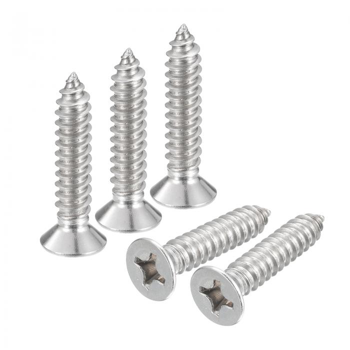 uxcell 木ネジ #14x31.8 mm 平頭プラスセルフタッピングねじ 304ステンレス鋼 皿頭 金属ねじ 木工用 15個