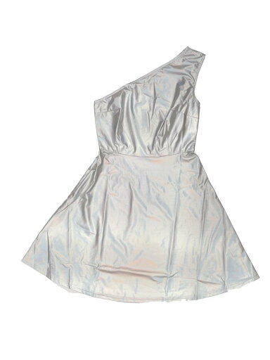 Allegra K ドレス ワンショルダー Aライン メタリック ノースリーブ パーティー ホログラフィック 膝丈 レディース シルバー XS Allegra K ドレス ワンショルダー Aライン メタリック ノースリーブ パーティー ホログラフィック 膝丈 レディース シルバー XS