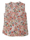 Allegra K レディース ノースリーブトップス フリル付き ビジネスオフィス 1950年代 ヴィンテージ フローラル ブラウス ホワイトピンクフローラル S