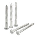 uxcell 六角頭ラグネジボルト 8 mm x 75 mm 304ステンレス鋼 パーシャルネジ 木ネジ 5個
