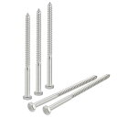 uxcell 六角頭ラグネジボルト 8 mm x 125 mm 304ステンレス鋼 パーシャルネジ 木ネジ 20個