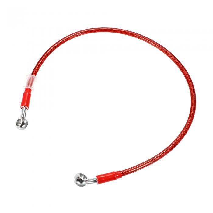 X AUTOHAUX 二輪用油圧ブレーキライン オイルホース パイプ 編組ケーブル ステンレス鋼 ATV モトクロス スポーツバイク用 28° 0° 内径10mm レッド 70cm