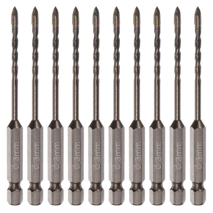 uxcell チタニウムコートドリルビットセット セラミック タイル用 ミラー グラス ブリック プラスチック用 6mm六角シャンク 3 mmコンクリートビット...