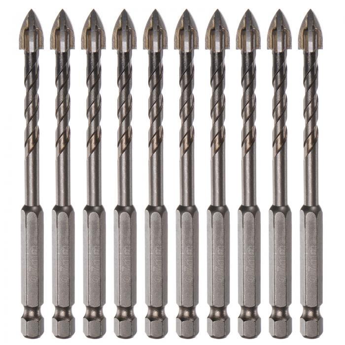 uxcell チタニウムコートドリルビットセット セラミック タイル用 ミラー グラス ブリック プラスチック用 6mm六角シャンク 7mmコンクリートビット ...