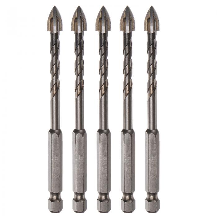 uxcell チタニウムコートドリルビットセット セラミック タイル用 ミラー グラス ブリック プラスチック用 6mm六角シャンク 7mmコンクリートビット ...