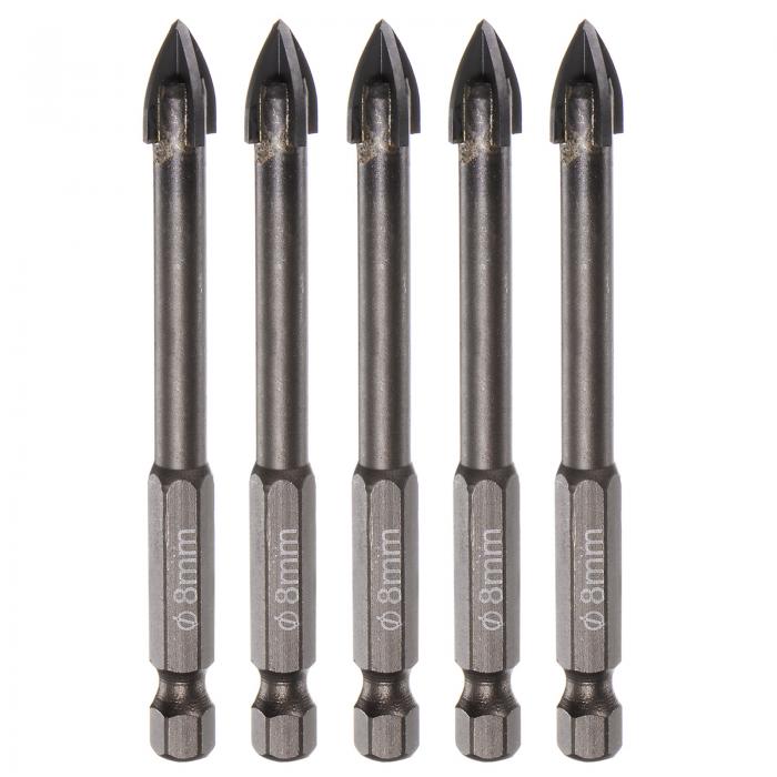 uxcell チタニウムコートドリルビットセット セラミック タイル用 ミラー グラス ブリック プラスチック用 6mm六角シャンク 8mmコンクリートビット ...