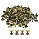 uxcell レザーリベット 8 mm ダブルキャップリベット 8 mm高さ 金属スタッドリベット レザークラフト修理 DIY 財布 ベルト バッグ 靴用 ブロンズトーン 100セット