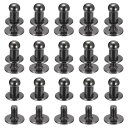 uxcell スタッドリベットネジバック ボールヘッド 4 mm 丸頭 ボタンニップルリベット DIY レザー 工芸品 ハンドバッグ ベルト用 メタリックブラック 15個