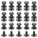 uxcell スタッドリベットネジバック ボールヘッド 6 mm 丸頭 ボタンニップルリベット DIY レザー 工芸品 ハンドバッグ ベルト用 メタリックブラッ...