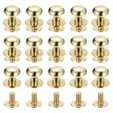 uxcell スタッドリベットネジバック ボールヘッド 9 mm 丸頭 ボタンニップルリベット DIY レザー 工芸品 ハンドバッグ ベルト用 ライトゴールド ...