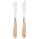uxcell パレットナイフ ステンレス鋼 小型スラントスパチュラ ペインティングパレットナイフ 木製ハンドル付き 油彩 アクリル キャンバス ミキシング スプレッディング用 No.19 幅24mm 2本入り