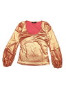 Allegra K パーティートップス ロングtシャツ シャツメタリック 光沢 グリッター ビショップスリーブ スクープネック レディース ローズゴールド XS