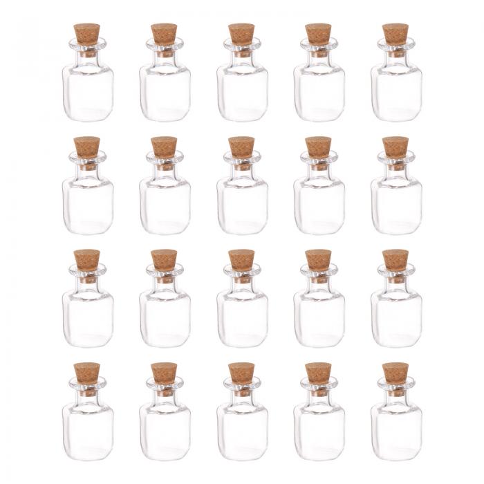 uxcell ガラスボトル 香水ボトル メッセージボトル ミニ コルクストッパー付 正方形 DIYクラフトパーティー装飾用 クリア 20個
