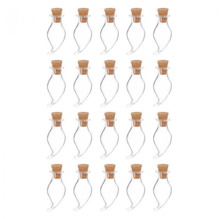 uxcell ガラスボトル 香水ボトル メッセージボトル ミニ コルクストッパー付 チリ型 DIYクラフトパーティー装飾用 クリア 20個