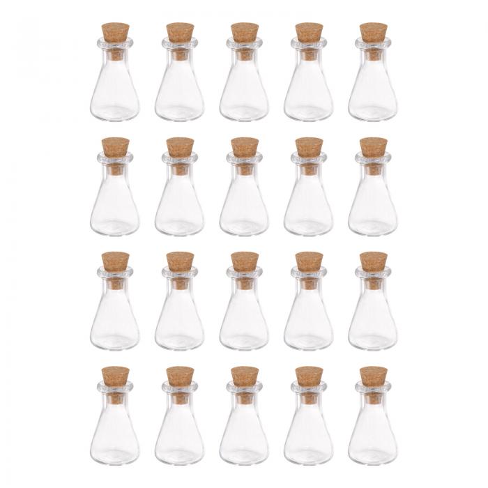 uxcell コルクボトル 香水ボトル サンプルボトル ミニ コルクストッパー付 フラスコ型 DIYクラフトパーティー装飾用 クリア 20個