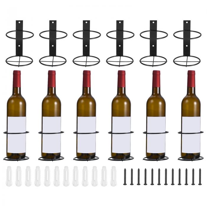 uxcell 螺旋ワイン壁掛けホルダー 金属製 ワインボトルディスプレイホルダー ワインボトルディスプレイ壁収納棚 キッチン バー 壁装飾用 ブラック 上向き 12個