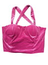 Allegra K ストラップ タンクトップス 衣装 クロップ キャミトップス ハートネック ベルベット レディース ホットピンク XS