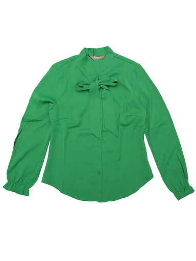 Allegra K ボウタイブラウス エレガント 蝶ネクタイネック 長袖 シャツワークブラウス レディース グリーン XS Allegra K ボウタイブラウス エレガント 蝶ネクタイネック 長袖 シャツワークブラウス レディース グリーン XS
