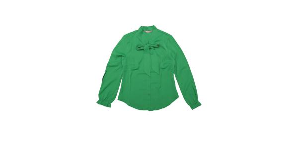 Allegra K ボウタイブラウス エレガント 蝶ネクタイネック 長袖 シャツワークブラウス レディース グリーン M