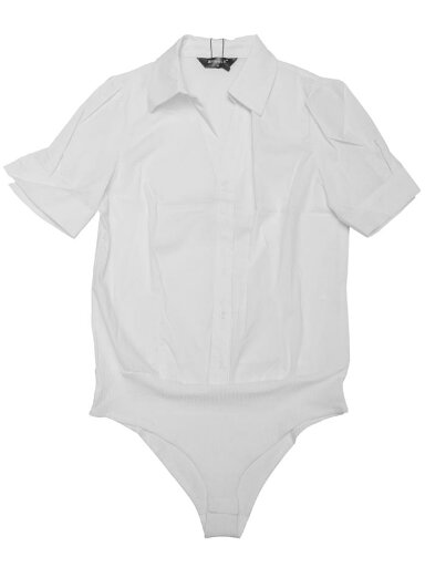 Allegra K ボディスーツ ブラウス シャツ ボタンダウン 半袖 レディース ホワイト XL Allegra K ボディスーツ ブラウス シャツ ボタンダウン 半袖 レディース ホワイト XL