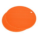 uxcell シリコントリベットマット ラウンドホットパン パッドホットポットホルダー 耐熱性 ハニカムドライイングマット キッチンカウンターテーブル用 オレン...