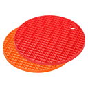 uxcell シリコントリベットマット ラウンドホットパン パッドホットポットホルダー 耐熱性 ドライイングマット キッチンカウンターテーブル用 オレンジ レッ...