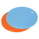 uxcell シリコントリベットマット ラウンドホットパン パッドホットポットホルダー 耐熱性 ドライイングマット キッチンカウンターテーブル用 オレンジ ライ...