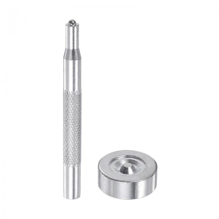uxcell スナップ設定ツールセット メタル 80mm パンチ&ベースツール スナップキット スナップ ファスナーセッター レザー クラフト プレススタッド用...