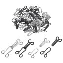 uxcell ソーイングフックとアイクロージャーセット 銅 金属 防錆 ラージ ブラック&シルバートーン ブラフック交換用 ズボン スカート ドレス パンツ用 36 mmx12 mm 50セット