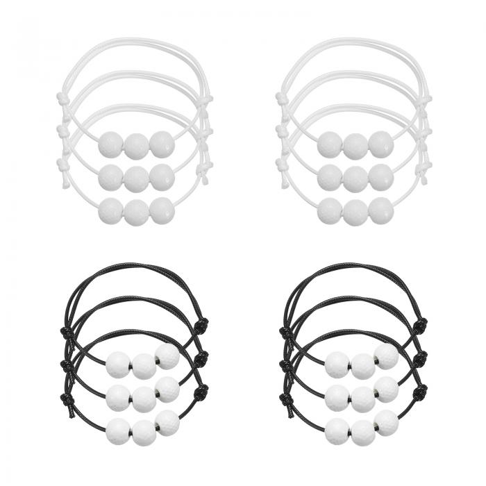 PATIKIL 11mmゴルフ装飾ブレスレット 12個セット 調節可能なスポーツビーズブレスレット ティーンエイジャーや大人向け ゴルフパーティー お土産 ホワイト