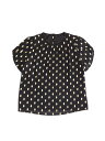 Allegra K レディース ラウンドネック ブラウス 夏 カジュアル 金箔柄 半袖 トップス Tシャツ ルーズフィット ブラック S