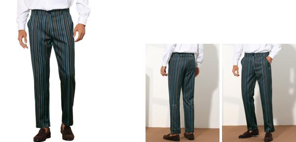 Lars Amadeus ドレスパンツ ビジネスパンツ ストライプ ズボン レギュラーフィット オフィス メンズ ネイビーブルー 30