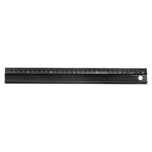 uxcell メタル定規 30 cm メートル法定規メジャー アルミニウム合金 アンチスリップ保護定規 直切り定規 測定器 吊り穴付き 切断測定用 ブラック