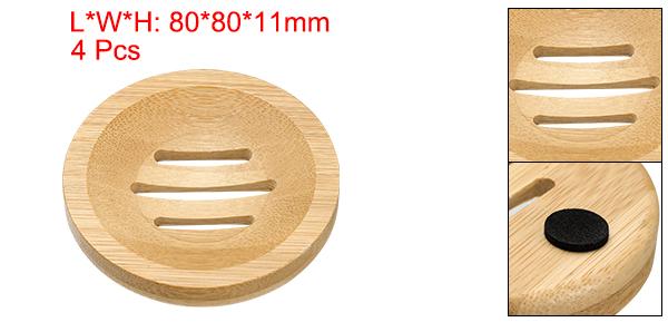 uxcell 木製の石鹸皿 浴室 浴槽 台所 水槽用 天然竹質 石鹸 トレイ 自排水 石鹸ラック 4個入り