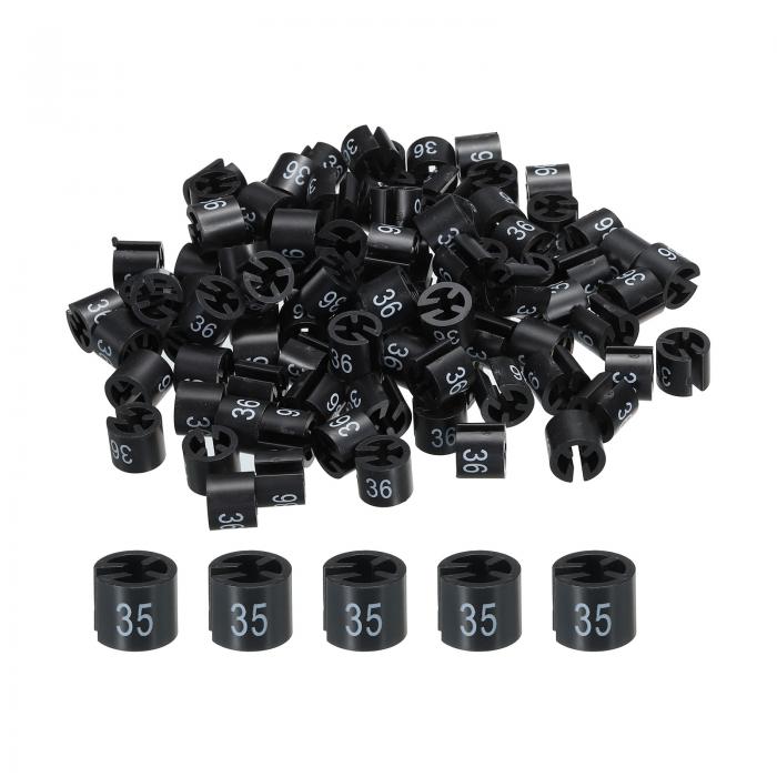 uxcell 洋服ハンガーマーカーカラーハンガー サイザーガーメントマーカータグ 衣類の色分け用 ナンバー36 ブラック 100個入り