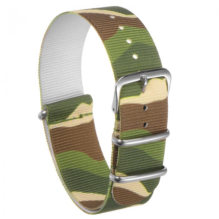 uxcell ナイロン腕時計バンド 24mmの幅 すり抜け ナイロン製のストラップ 柔らかい 単層 置換 帆布腕時計バンド 迷彩