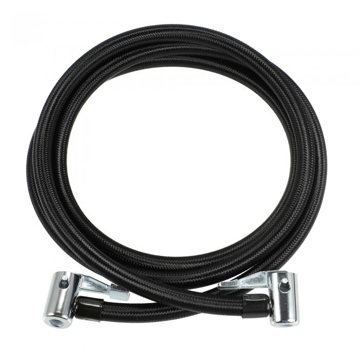 X AUTOHAUX タイヤインフレータホースアダプター 二重ロックオンからロックオン接続エアチャック ホース付き 標準タイヤバルブ細目用 エア抜きバルブなし ブラック 150cm