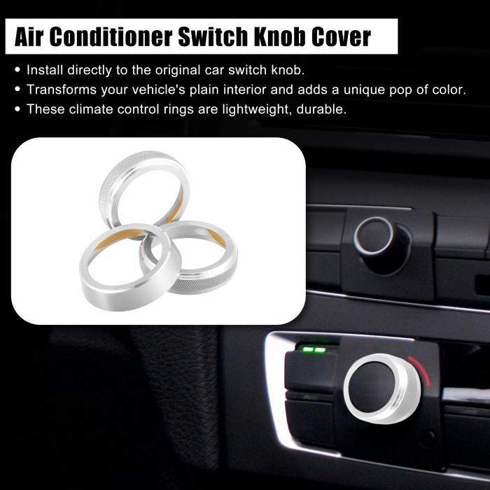 X AUTOHAUX 車のエアコンスイッチノブカバーリング Suzukiに対応 JB64W JIMNYに対応 シルバートーン 3個 3