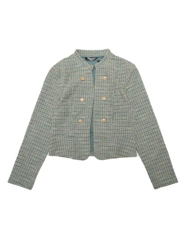 Allegra K ツイードブレザー ショートジャケット ヴィンテージ チェック柄 スリムフィット ワーク オフィス レディース ベージュ XS Allegra K ツイードブレザー ショートジャケット ヴィンテージ チェック柄 スリムフィット ワーク オフィス レディース ベージュ XS