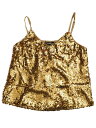 Allegra K スパンコール キャミソール ノースリーブ パーティー 光沢 タンクトップ メタリック 衣装 レディース 金色 XS