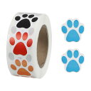 uxcell 足跡ステッカー 接着剤 犬の足跡ラベル 挨拶状 封筒 ギフト袋用 25 mm 各ロール500カウント 1ロール