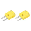 uxcell Kタイプ熱電対ワイヤーコネクター オスプラグアダプター 高温220°C 熱電対センサー プローブ用 イエロー 2個入り(4)