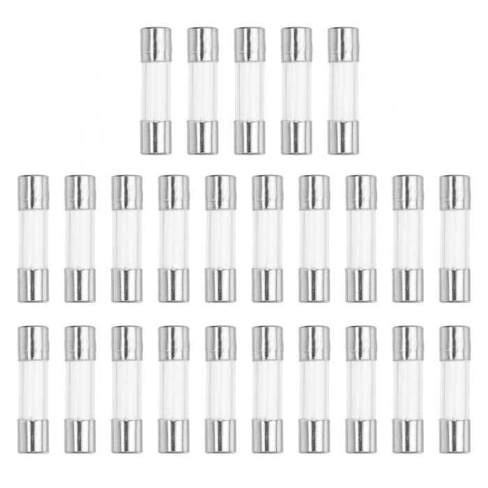 X AUTOHAUX 25個入り 2A クイックブローグラスチューブヒューズ 250V 5x20mm 0.2x0.79インチ 車用ガラスヒューズチューブ