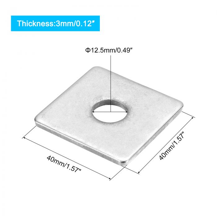uxcell スクエアワッシャー 四角いプレートワッシャー M12x40x40x3 mm 304ステンレス鋼 プレートガスケット フラットパッド スペーサーガスケット ハードウェアファスナー用 金属ファスナー用 5個入り