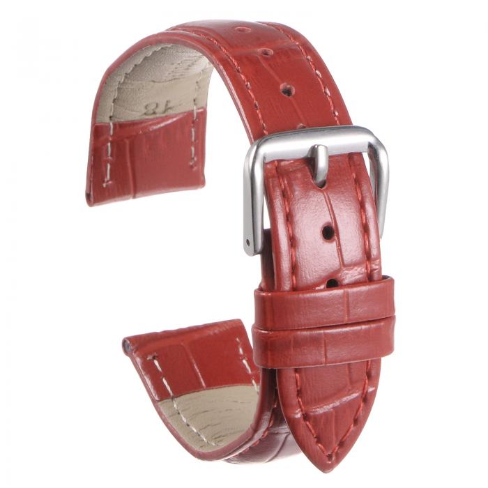 uxcell レザーベルト レザー時計バンド 22mm エンボスパターン 牛革 ベルト バネ 交換 男性用 女性用 レッド